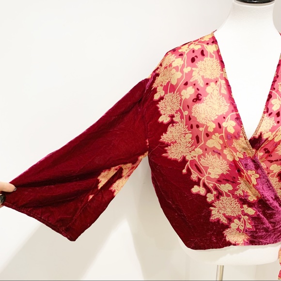 Zara velvet kimono style wrap boho top blouse NWT - Picture 7 of 8